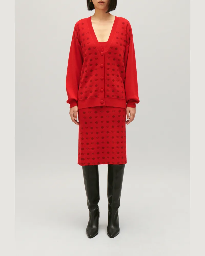 Claudie Pierlot Jacquard-Cardigan in Rot Rot