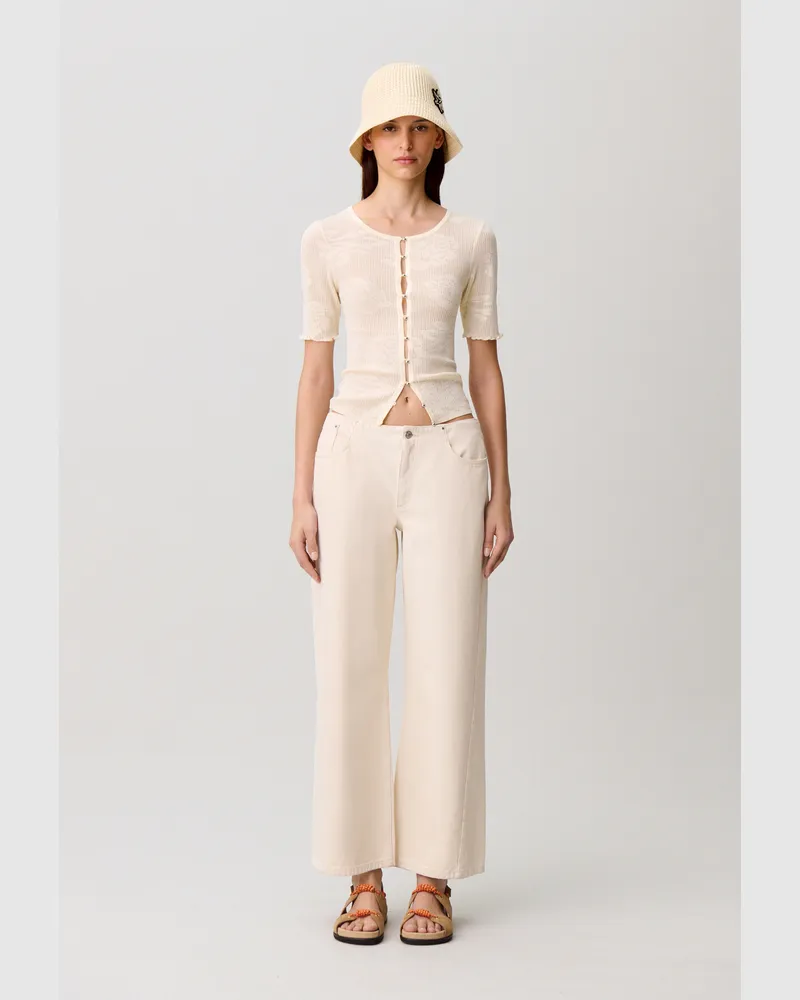 Claudie Pierlot Strickjacke mit Blumen Ecru