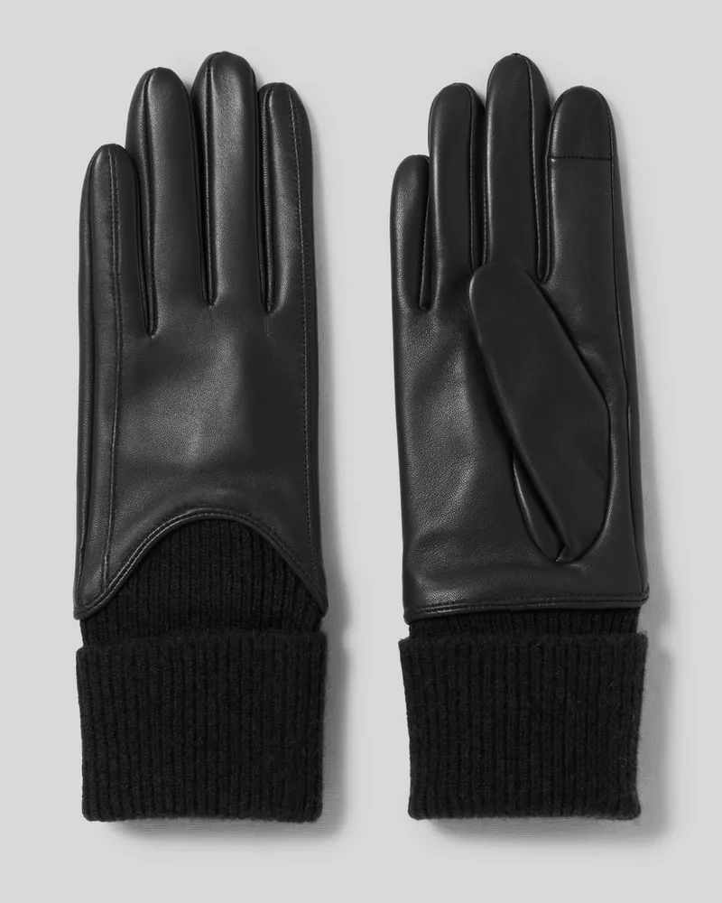 Claudie Pierlot Handschuhe aus Leder und Strick Schwarz