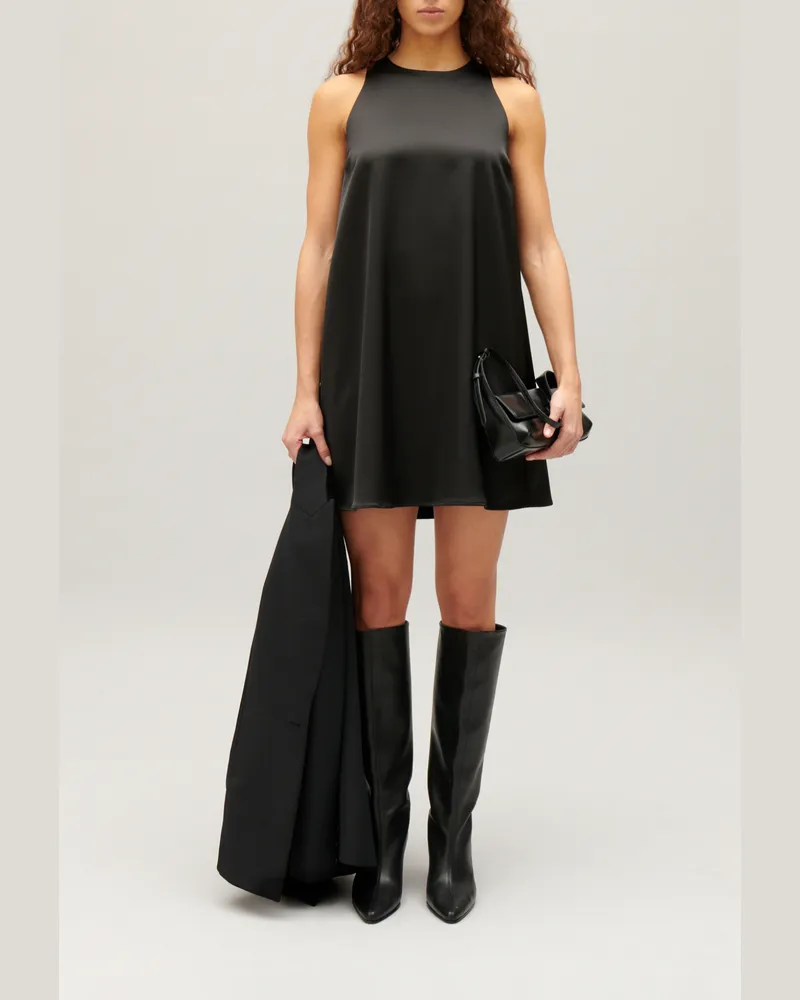 Claudie Pierlot Kurzes, geknöpftes Kleid Schwarz Schwarz