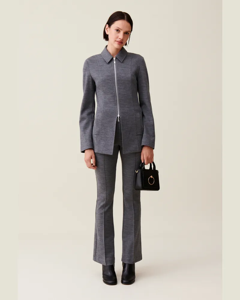 Claudie Pierlot Taillierter Reißverschluss-Blazer Grau-meliert