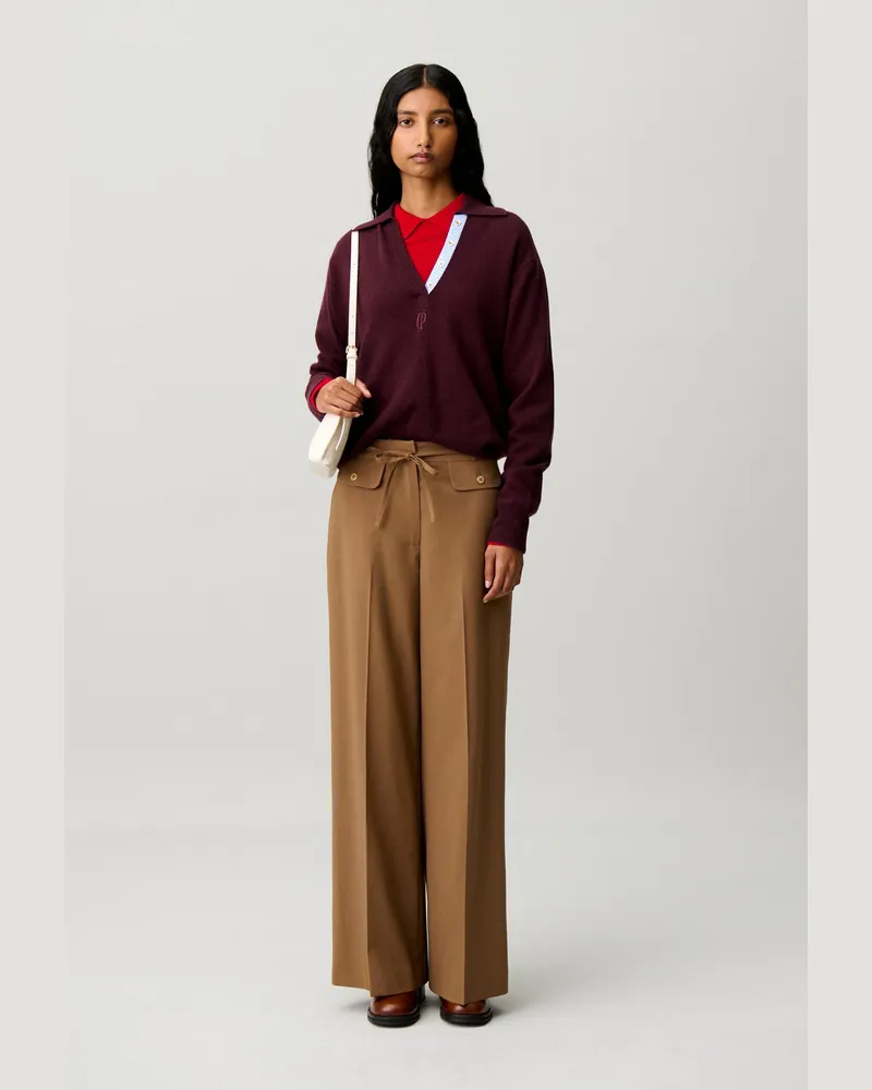 Claudie Pierlot Pullover aus Wolle und Kaschmir Aubergine