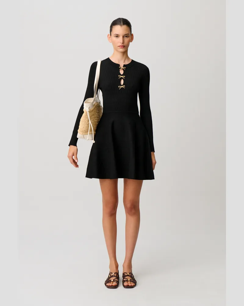 Claudie Pierlot Kurzes Strickkleid mit Knoten Schwarz