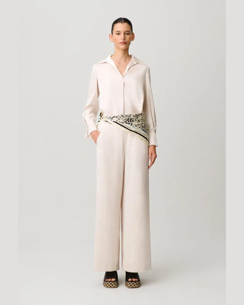 Claudie Pierlot Fließende Bluse mit Kragen Elfenbein