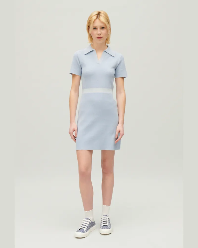 Claudie Pierlot Kurzes Strickkleid Himmel-blau
