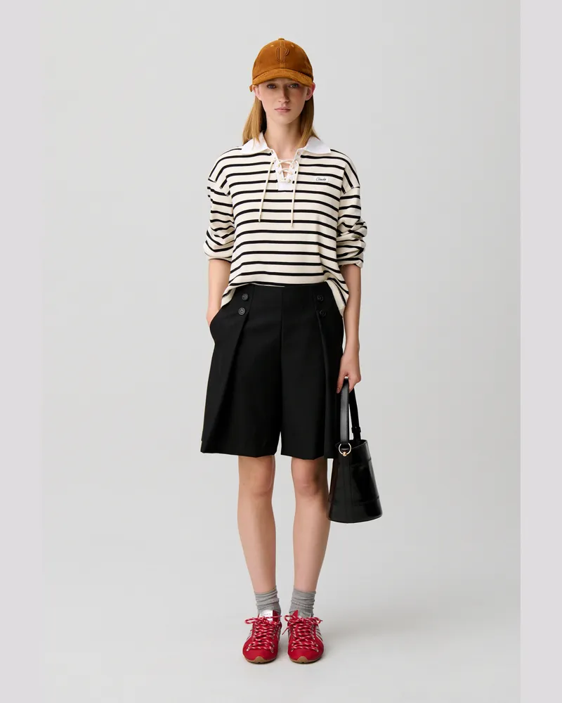 Claudie Pierlot Gestreiftes Marine-T-Shirt Zweifarbig