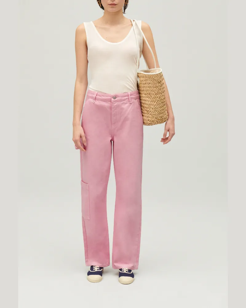 Claudie Pierlot Pierre Cargo Straight Leg Jeans Rosa Rosa