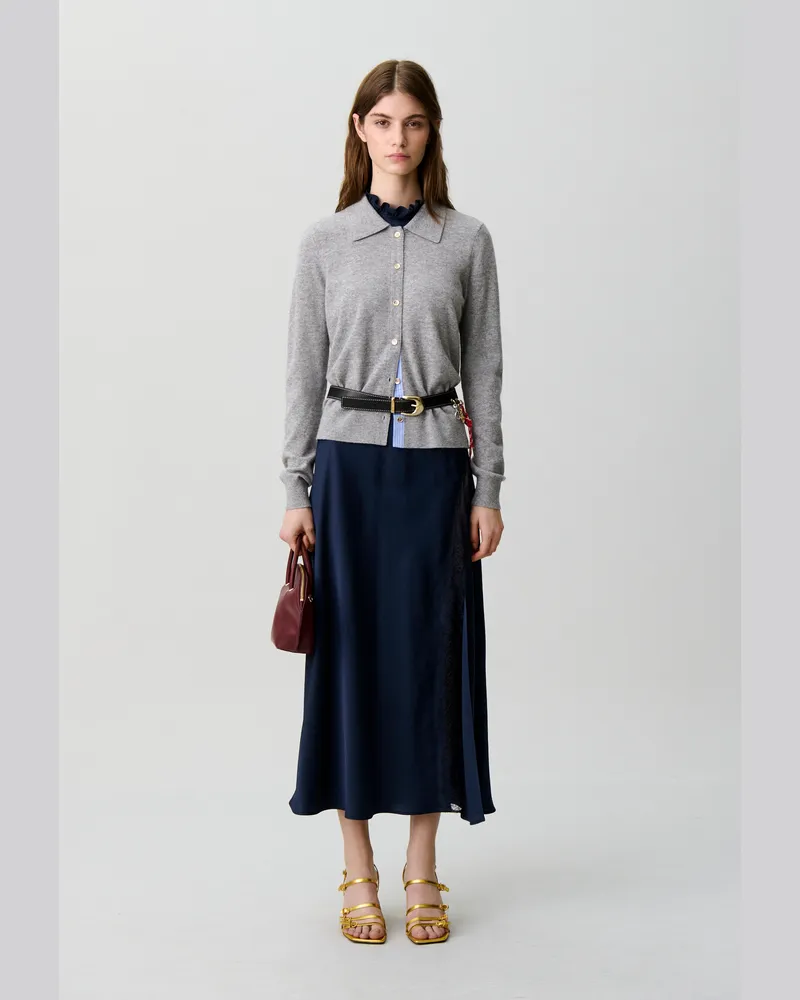 Claudie Pierlot Taillierter Wollcardigan Grau-meliert