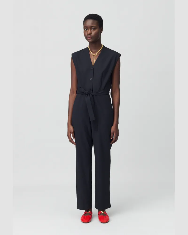 Claudie Pierlot Schwarzer kurzer Ärmelanzug Schwarz