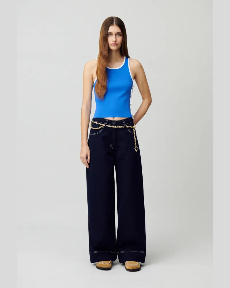 Claudie Pierlot Feinstrick-Top mit Schleifen Indigo