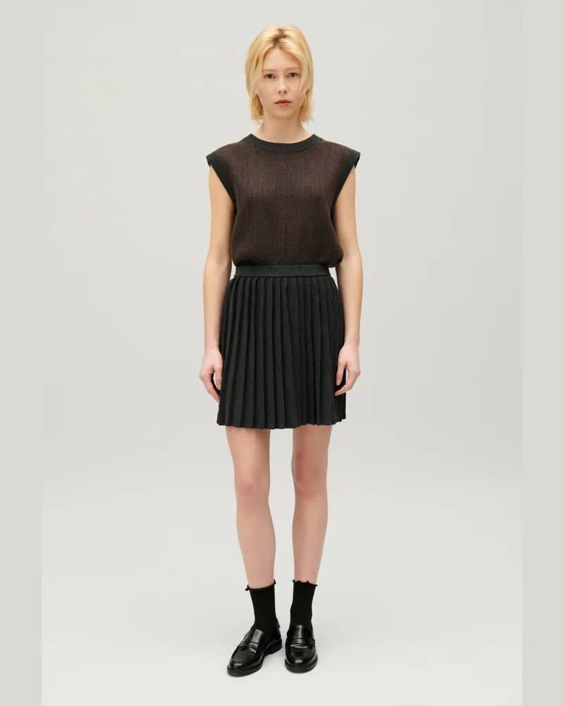 Claudie Pierlot Kurzer Faltenrock, grau meliert Grau-meliert