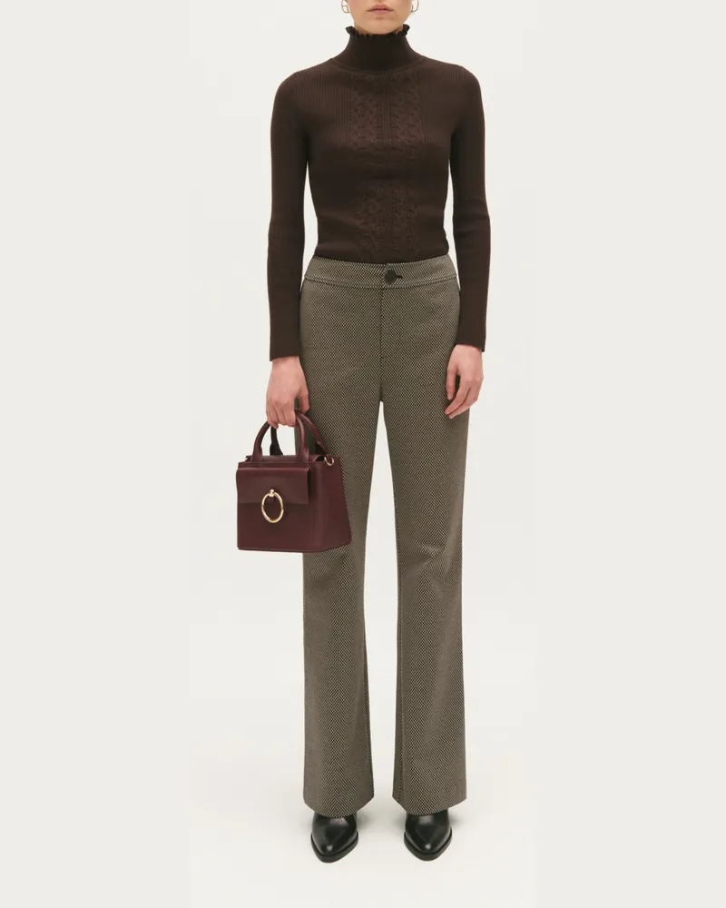 Claudie Pierlot Schokoladenbraune gerade Hose mit Print Schokolade