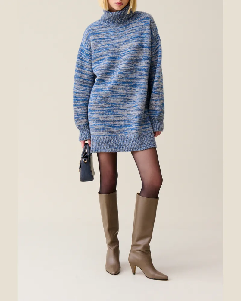 Claudie Pierlot Kurzes Wollkleid Rollkragen Zweifarbig