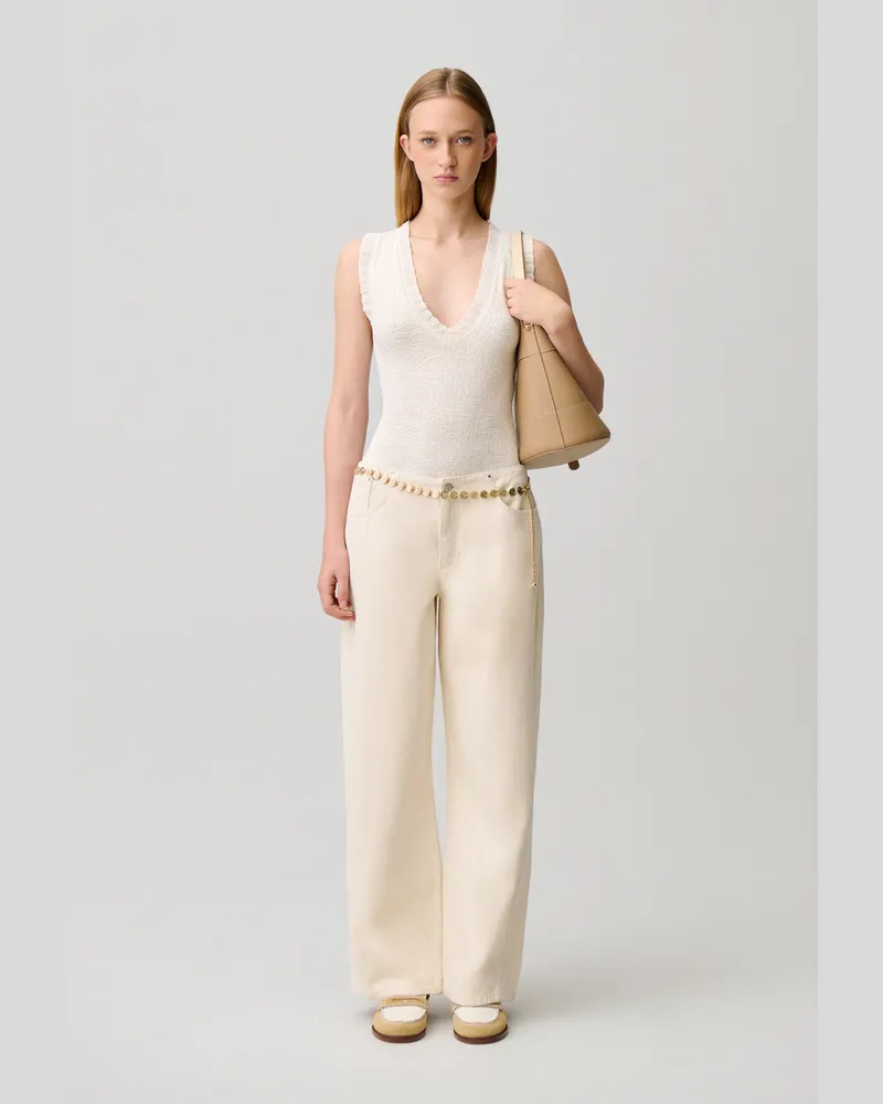 Claudie Pierlot Body mit Volants Ecru