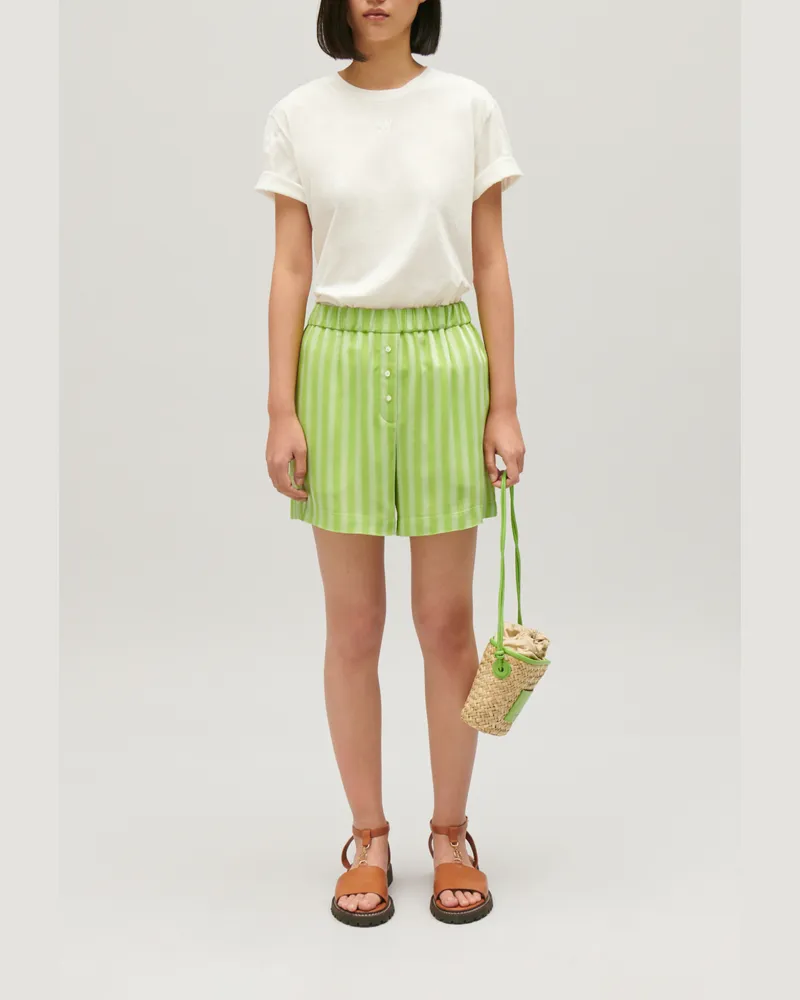 Claudie Pierlot Fließende Shorts mit Matcha-Streifen Matcha