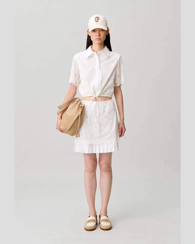 Claudie Pierlot Kurzer Spitzenrock Weiß