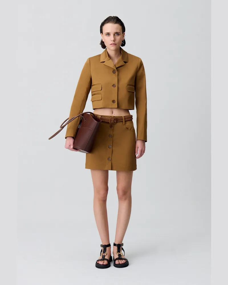 Claudie Pierlot Kurze Jacke mit Reverskragen Tabak