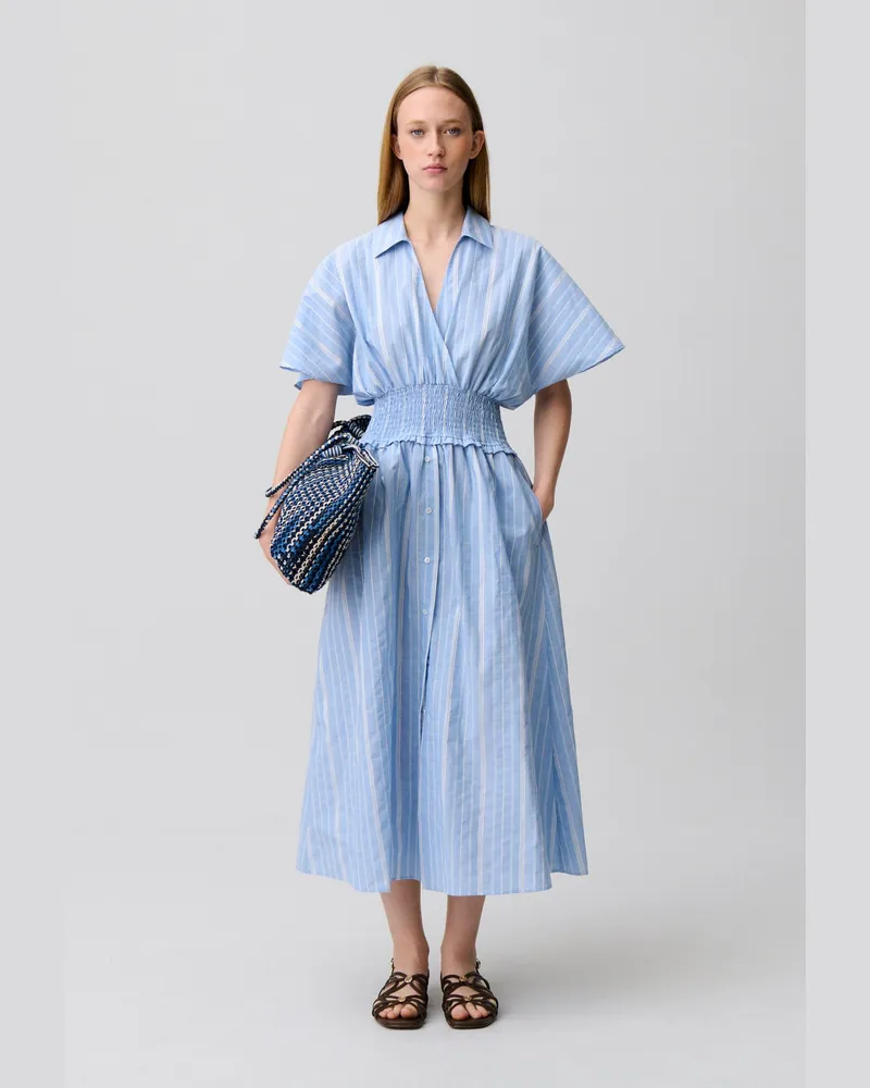 Claudie Pierlot Gestreiftes Kleid in Wickeloptik Zweifarbig