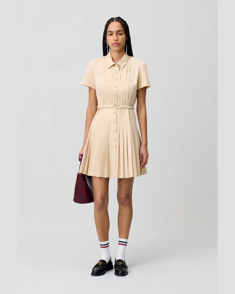 Claudie Pierlot Knielanges Kleid mit Knöpfen Sand