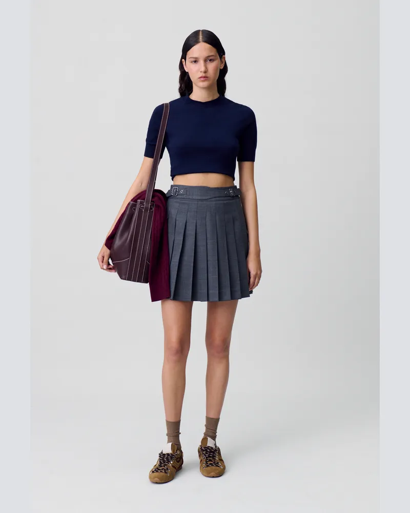 Claudie Pierlot Kurzer plissierter Rock Anthrazit