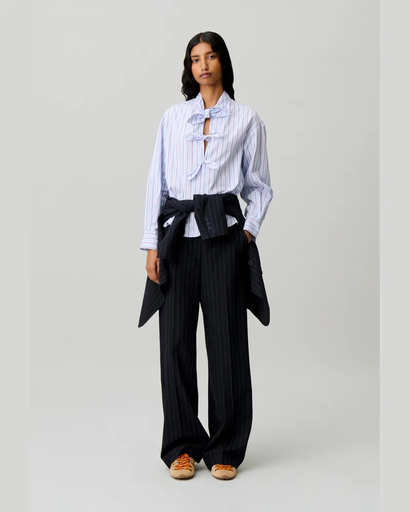 Claudie Pierlot Gestreifte Popeline-Bluse Multico
