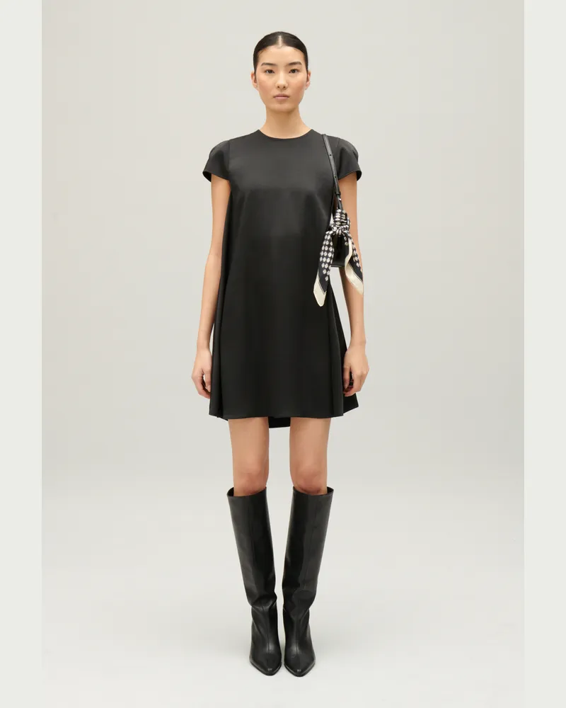 Claudie Pierlot Fließendes, kurzes Babydoll-Kleid Schwarz