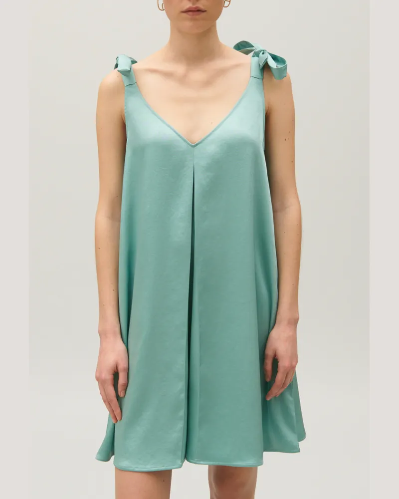 Claudie Pierlot Kurzes, satiniertes Kleid Wassergrün Wasser-grün