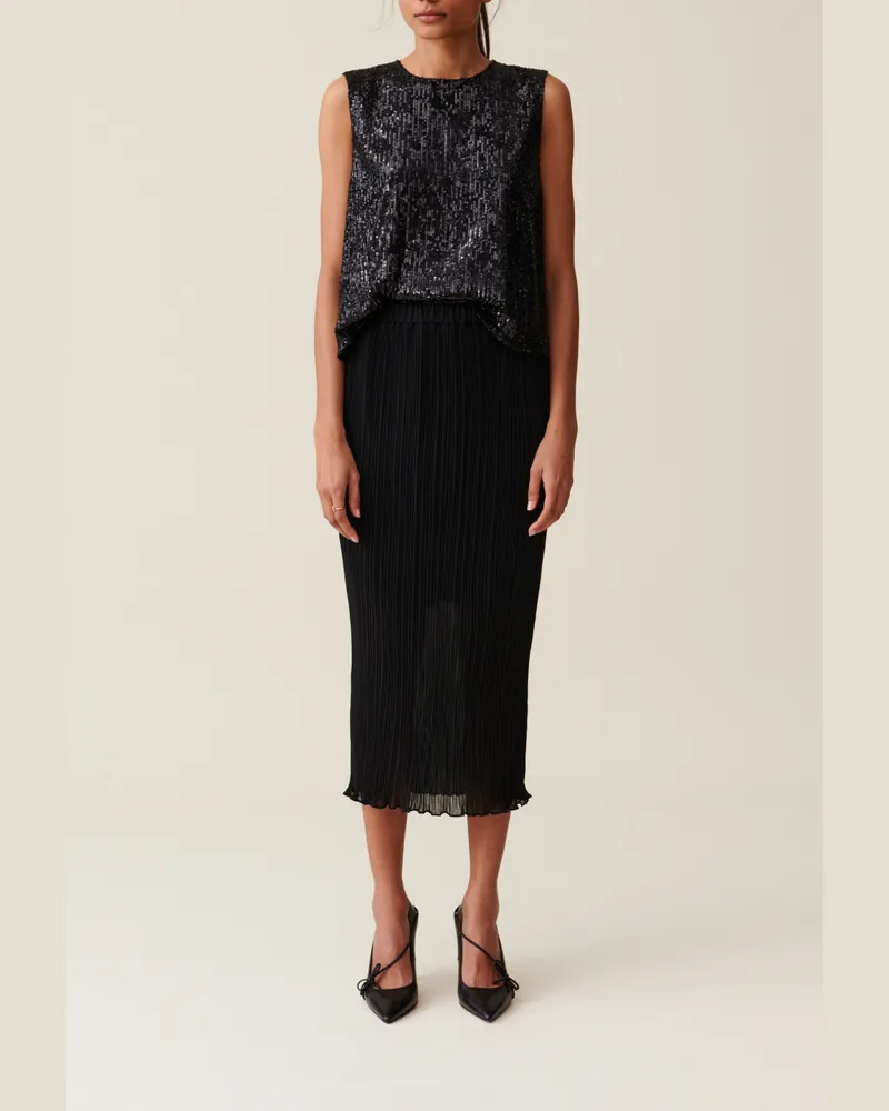 Claudie Pierlot Plissierter 7/8 Rock, gefüttert Schwarz