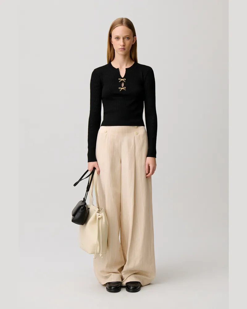 Claudie Pierlot Feinstrickpullover mit Schleifen Schwarz