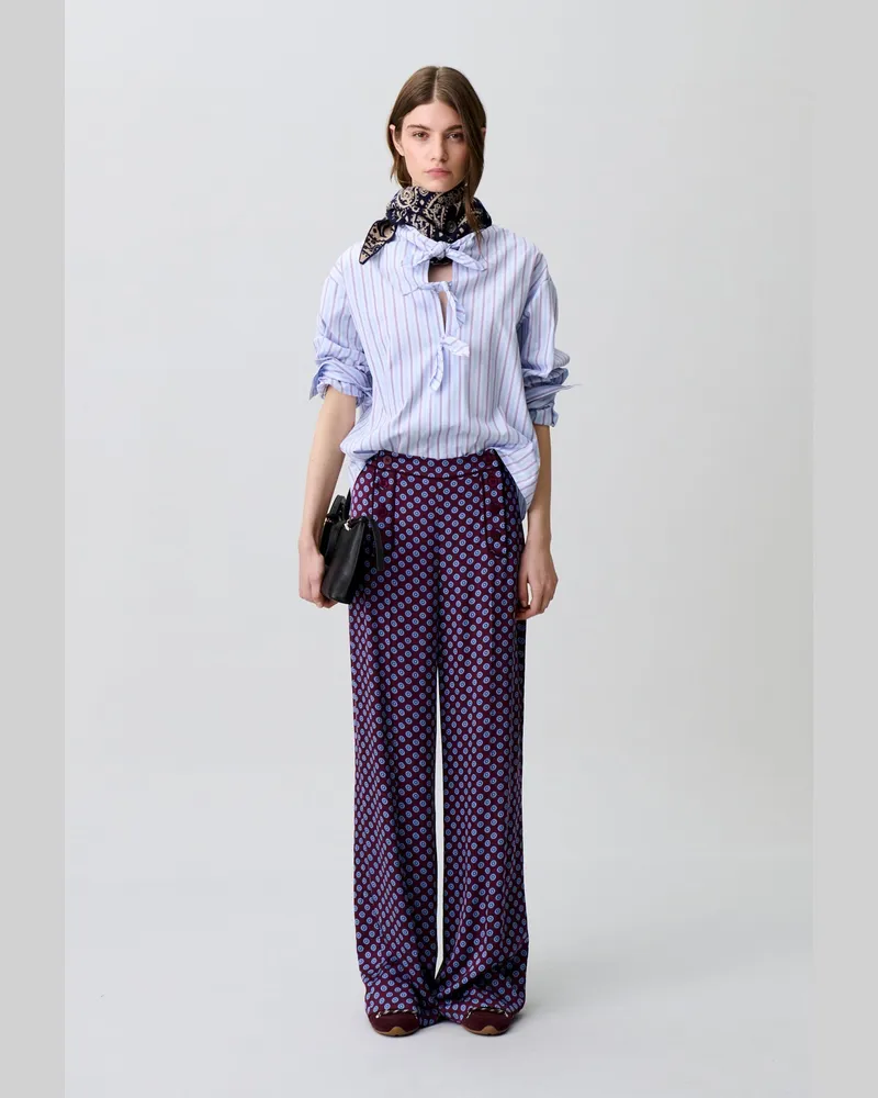 Claudie Pierlot Satinhose mit Knopflatz Print