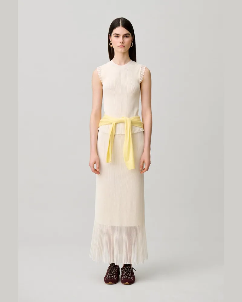 Claudie Pierlot Langer Strickrock Ecru