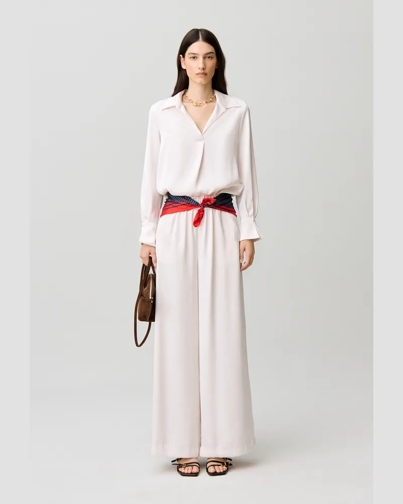 Claudie Pierlot Fließende Bluse mit Kragen Elfenbein