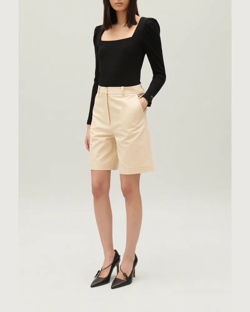 Claudie Pierlot Bermuda aus Baumwolle Hellbeige Hell