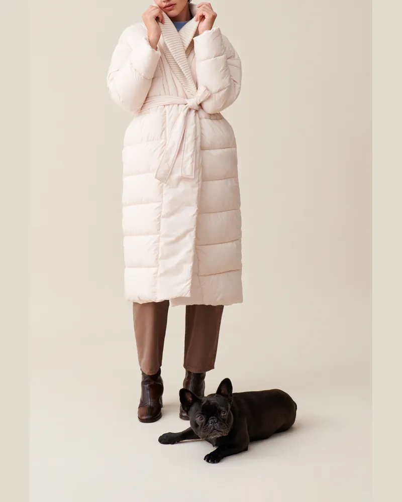 Claudie Pierlot Langer Steppmantel mit Schalkragen Vanille