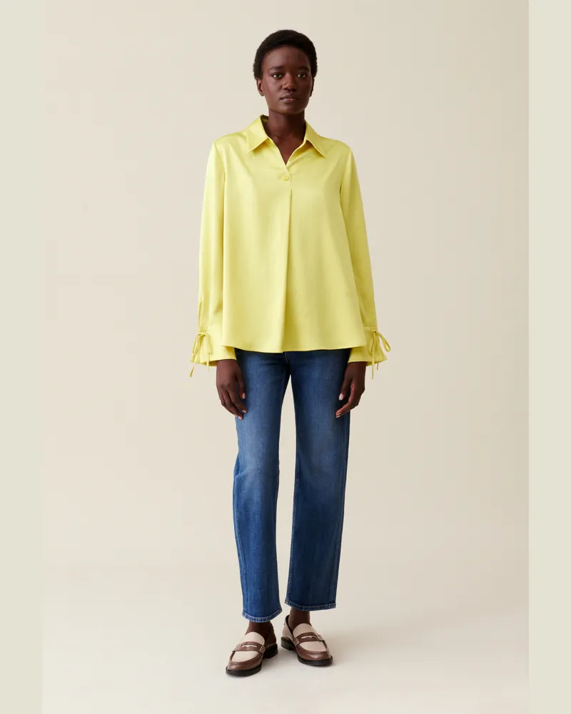 Claudie Pierlot Fließende Bluse mit offenem Kragen Gelb