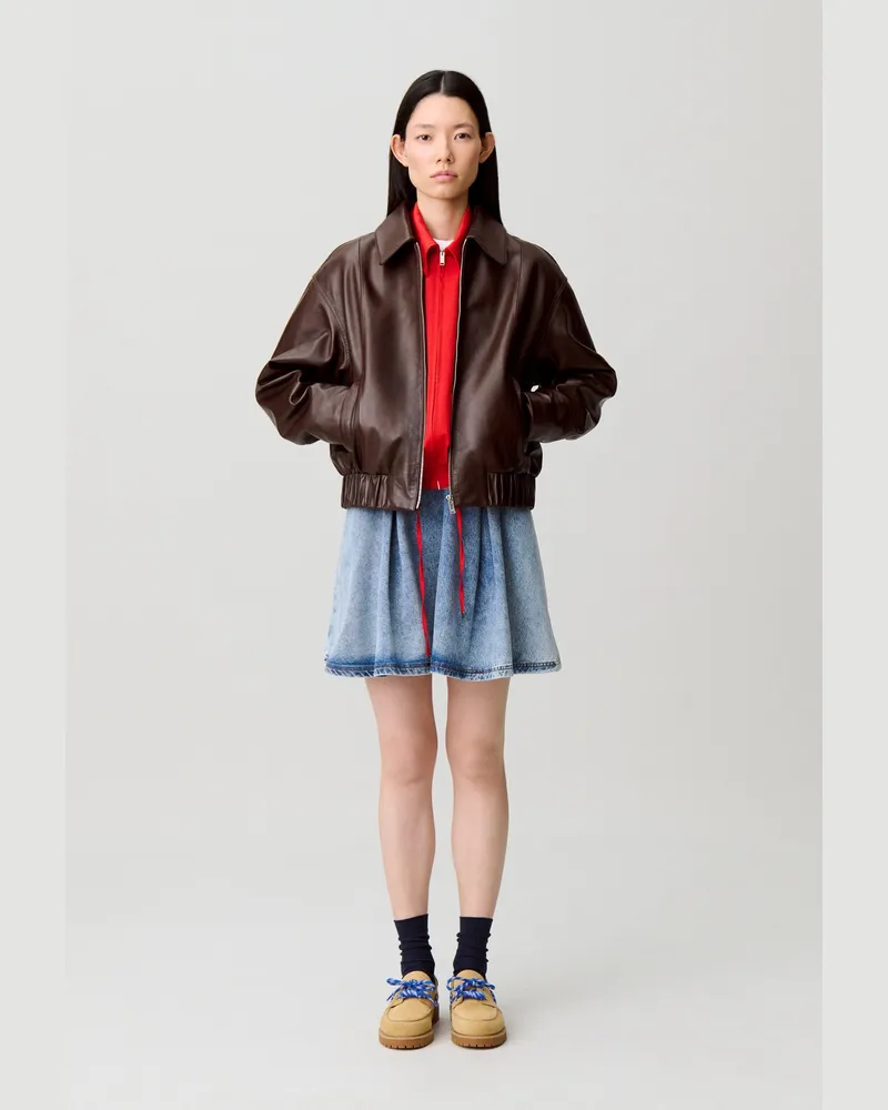 Claudie Pierlot Casual-Blouson aus Glanzleder Braun