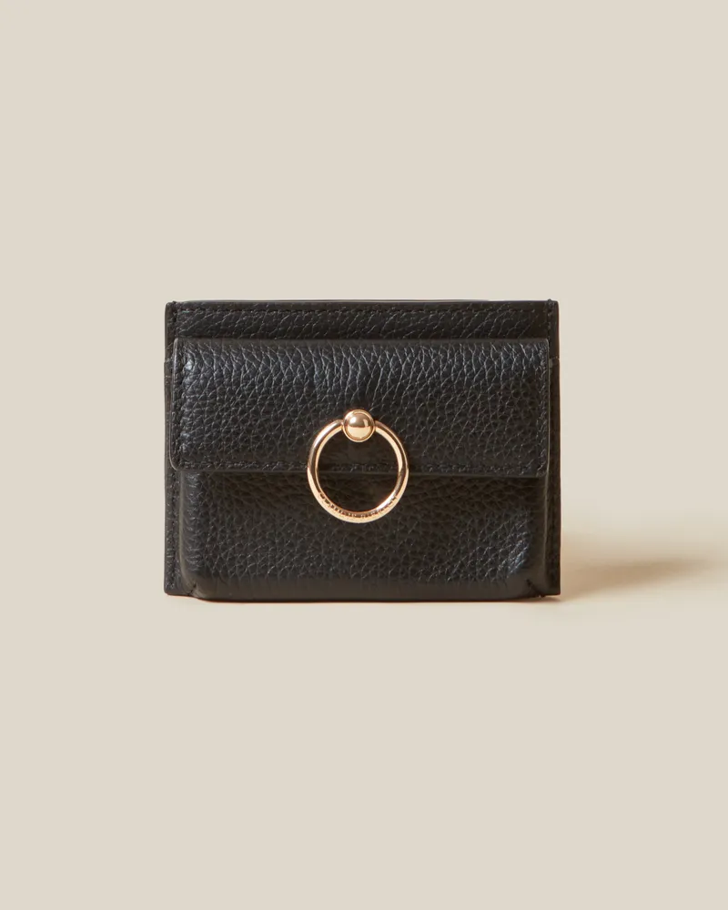 Claudie Pierlot Kartenetui Anouck genarbtem Leder Schwarz