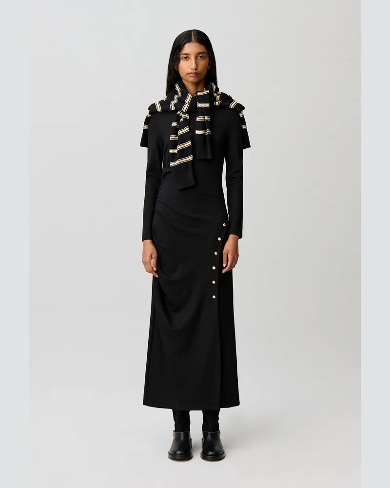 Claudie Pierlot Langes figurbetontes Jerseykleid Schwarz