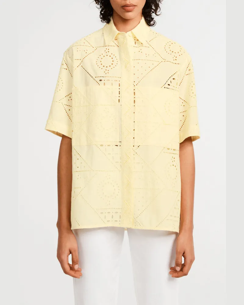 Claudie Pierlot Kurzärmelige Hemdbluse Blass-gelb