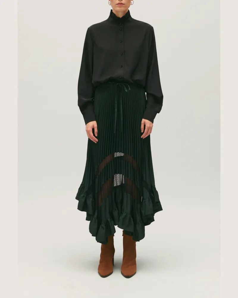 Claudie Pierlot Halblanger Plisseerock mit Rüschen Helles