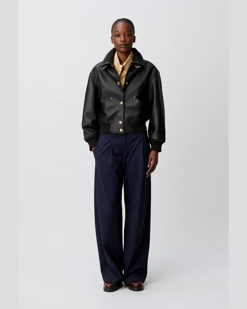 Claudie Pierlot Leder-Bomberjacke Schwarz