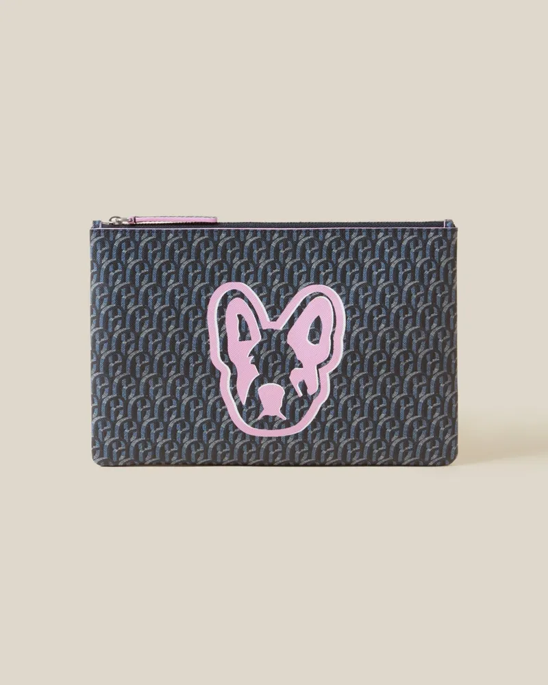 Claudie Pierlot Clutch Jean Toto Monogramm CP Marine