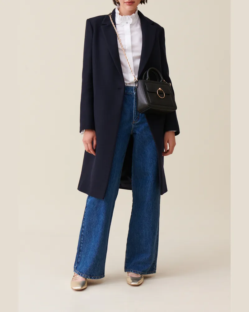 Claudie Pierlot Mittellanger Schneidermantel Marine