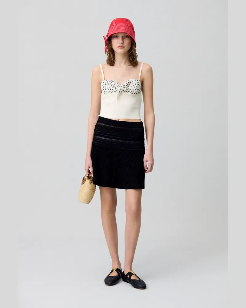 Claudie Pierlot Feinstrick-Top mit Dekolleté Ecru