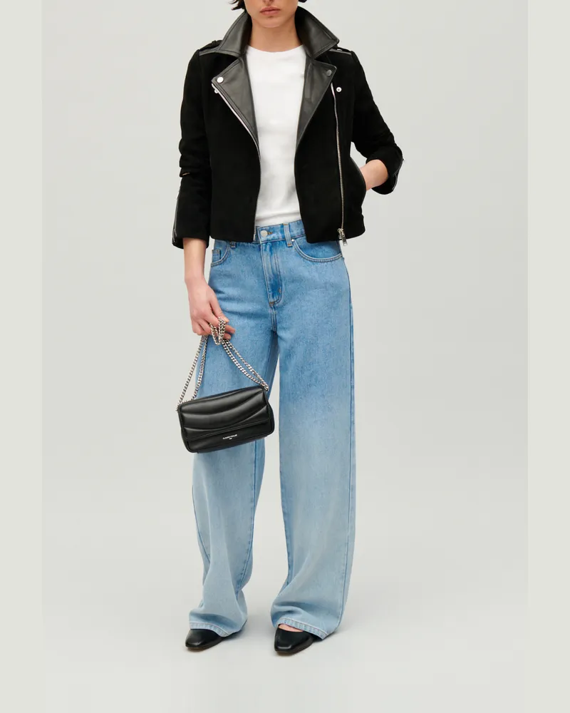 Claudie Pierlot Schwarze Leder Jacke Schwarz