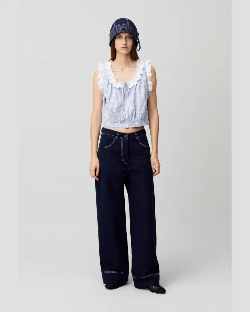 Claudie Pierlot Karierter Spitzenoberteil Zweifarbig