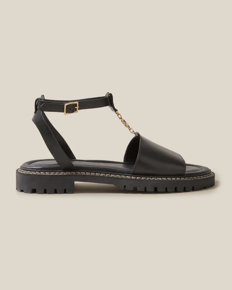 Claudie Pierlot Ledersandalen Schwarz