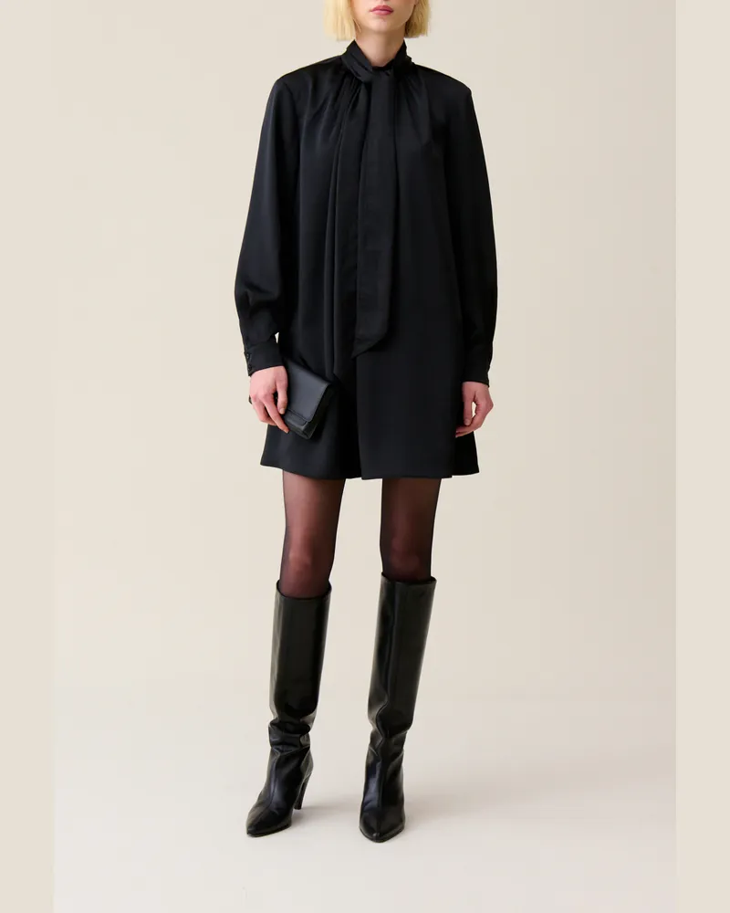 Claudie Pierlot Schwarzes Kleid mit Schluppe Schwarz