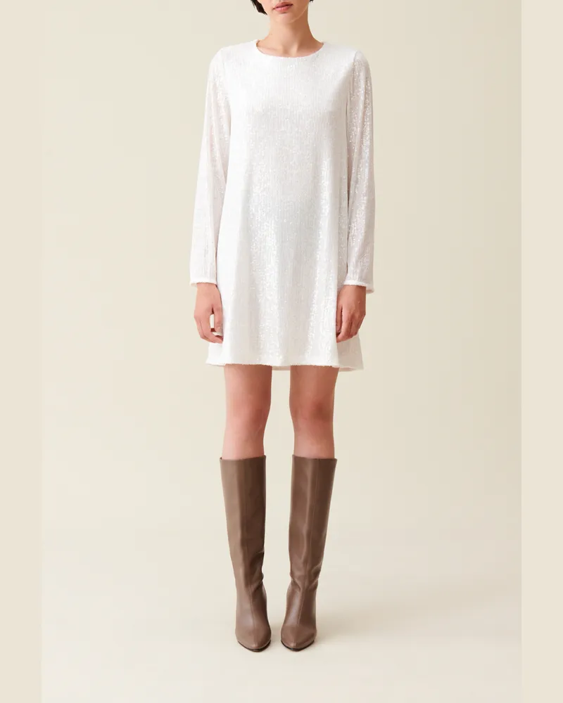 Claudie Pierlot Kurzes Kleid Rififi Pailletten Ecru