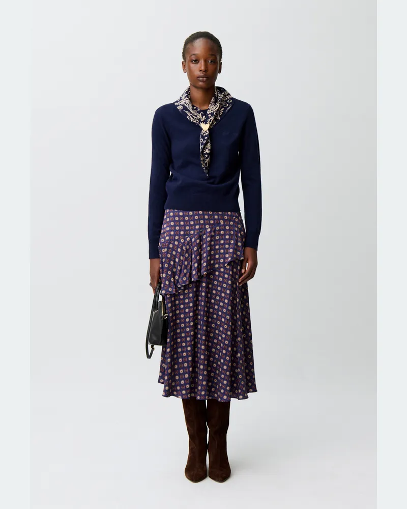Claudie Pierlot Strickpullover mit goldenem Herz Zweifarbig